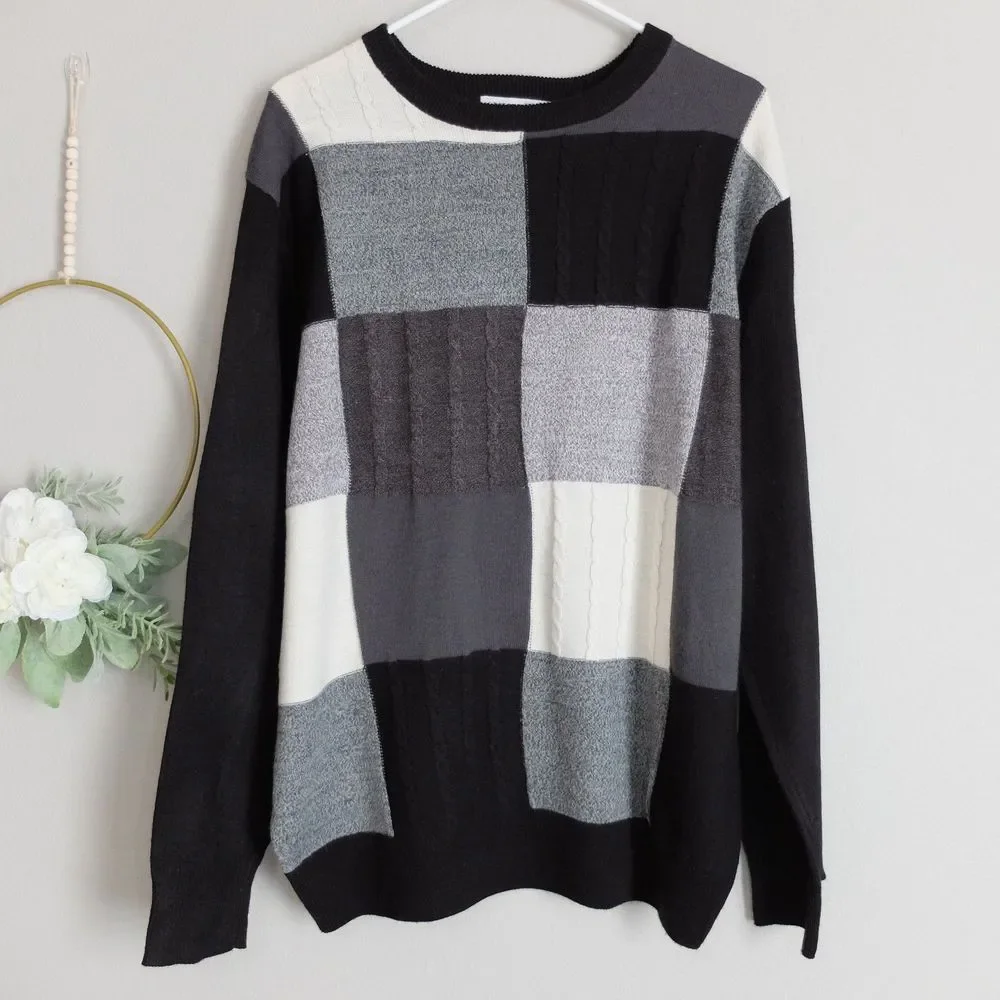 Geoffrey Beene Colorblock Long Sleeve Pullover Sweater Size XXL